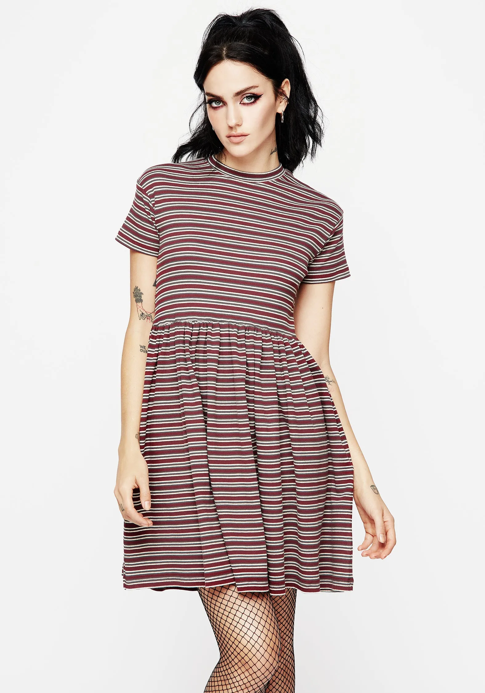 Calliophis Striped Mini Smock Dress