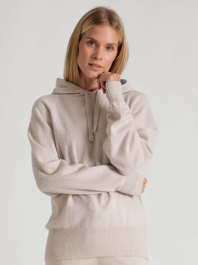 Cashmere sweater "Lux Hoodie" - pearl