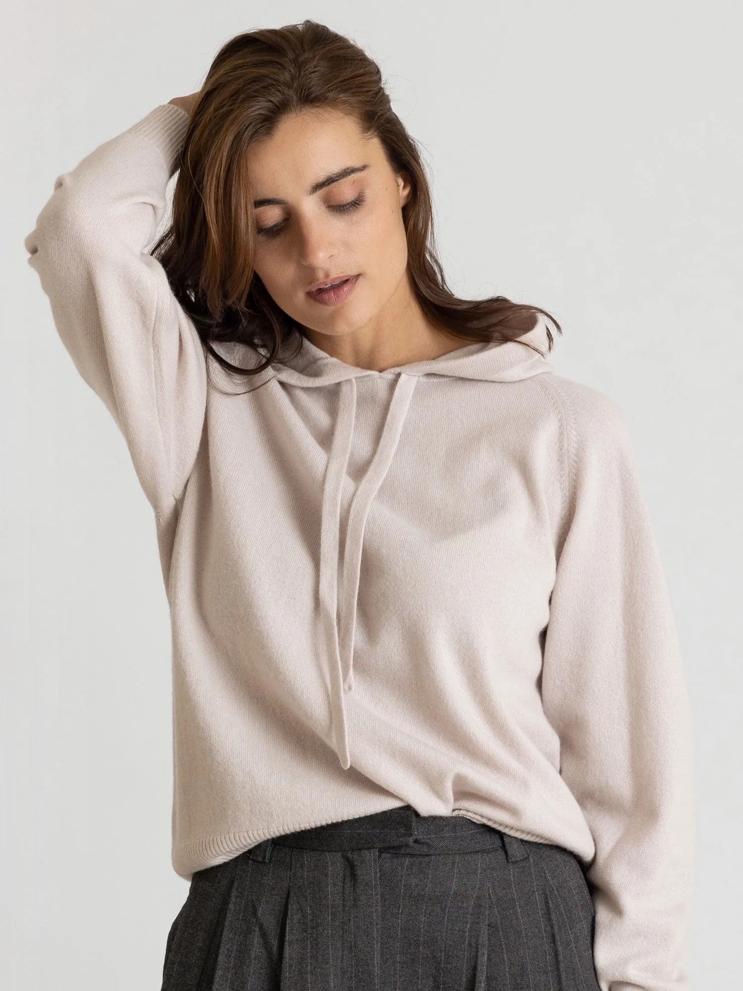 Cashmere sweater "Lux Hoodie" - pearl