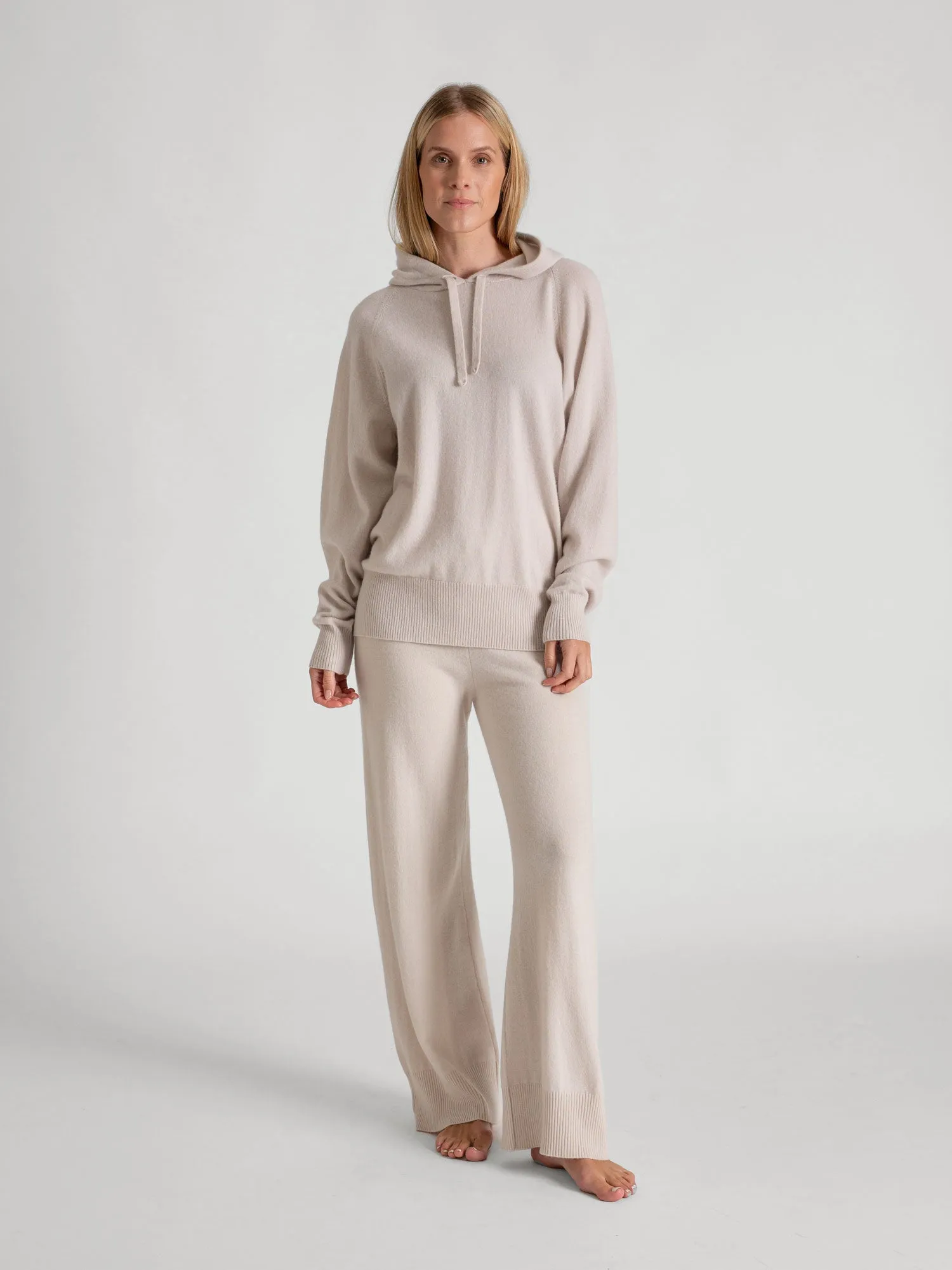 Cashmere sweater "Lux Hoodie" - pearl