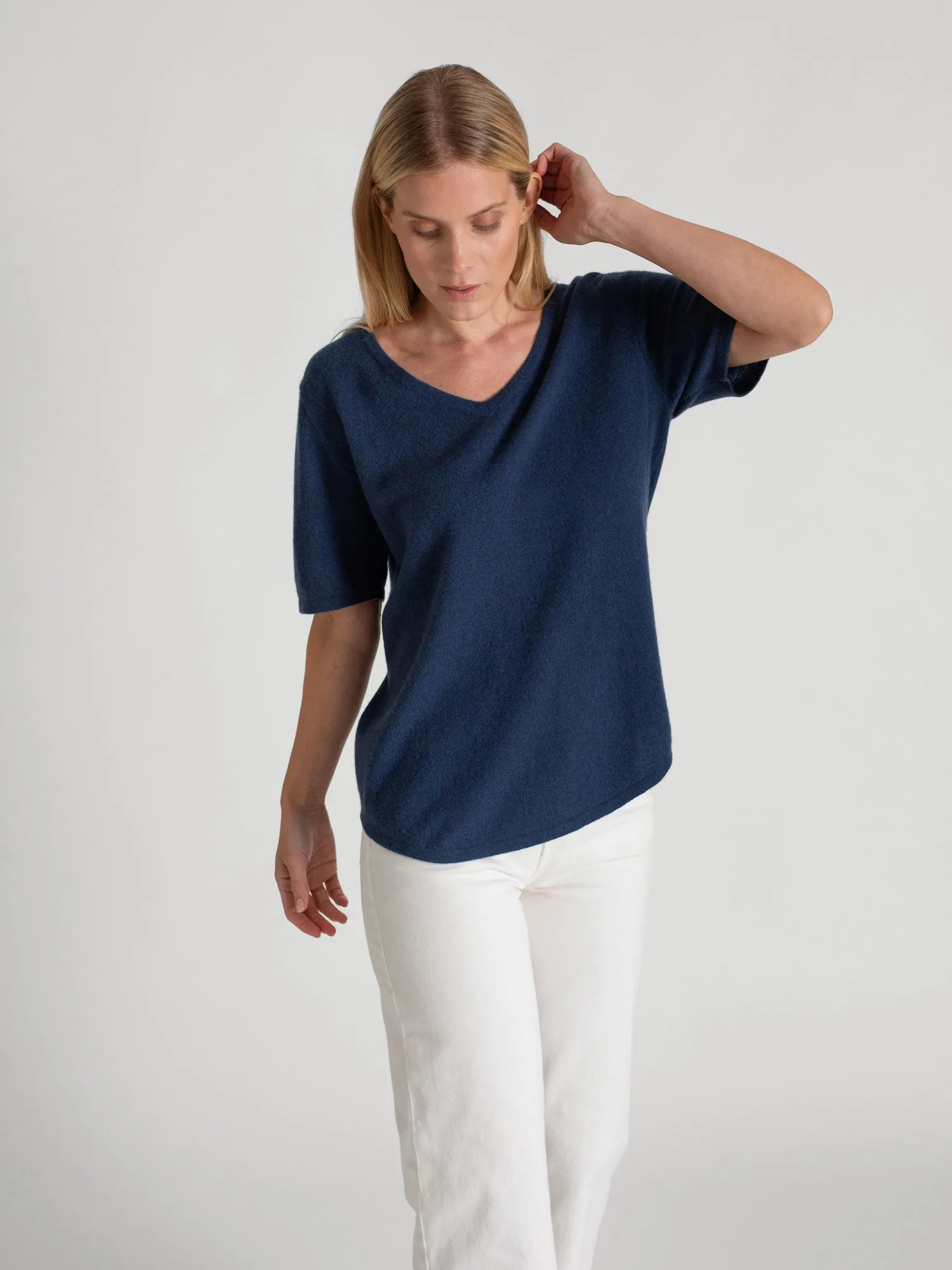 Cashmere T-shirt "Iben" - mountain blue