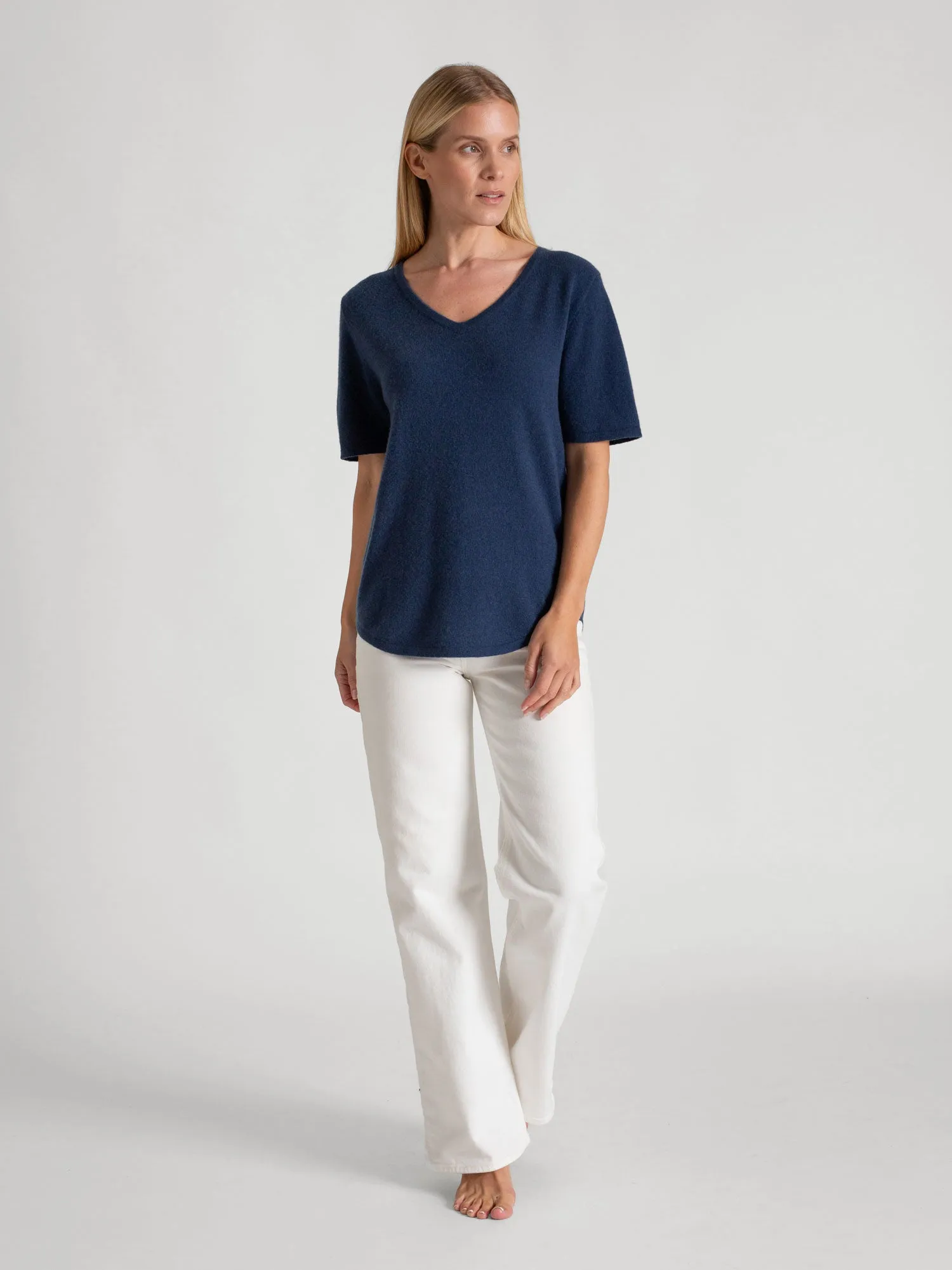 Cashmere T-shirt "Iben" - mountain blue