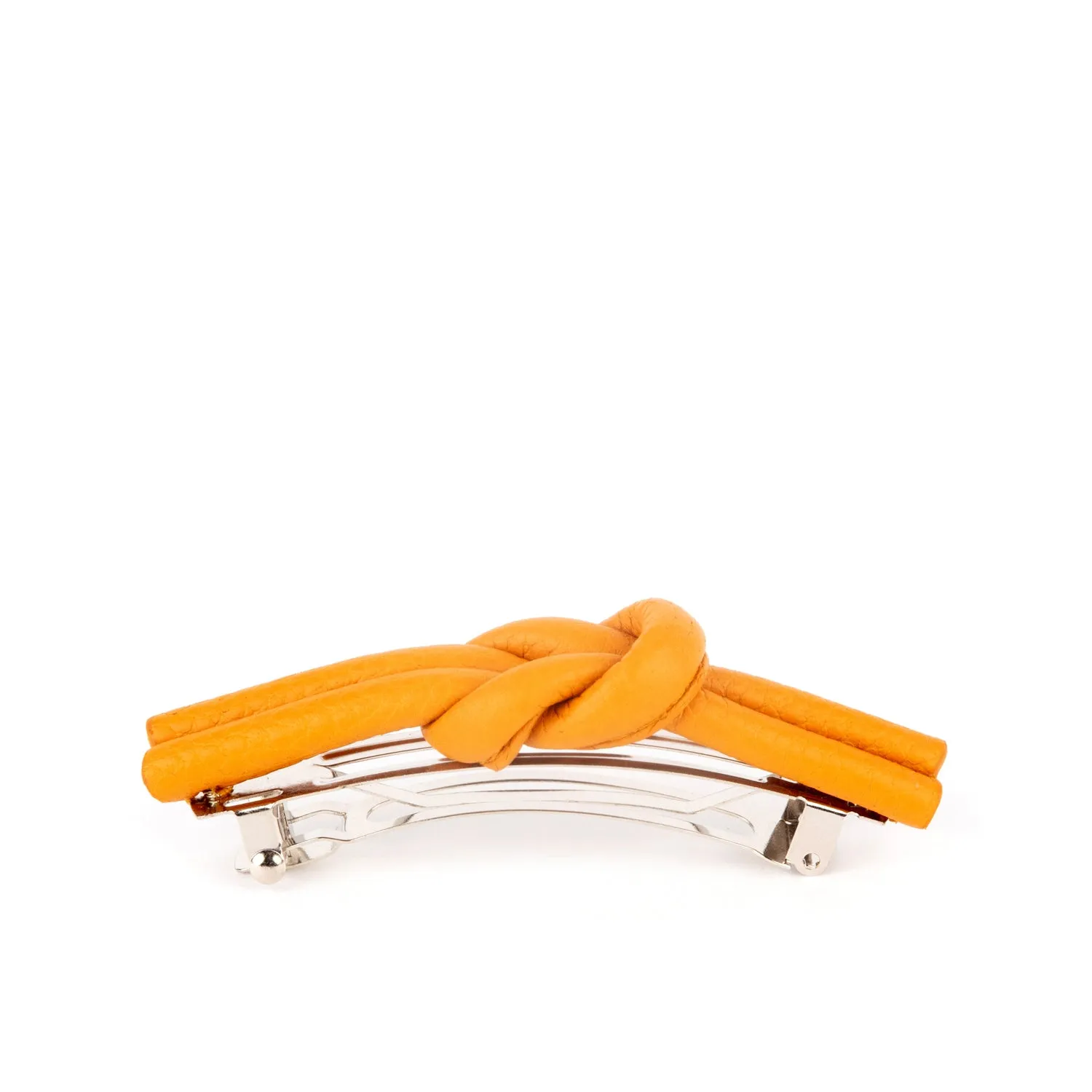 Charlotte Leather Knot Hair Barrette, Mustard