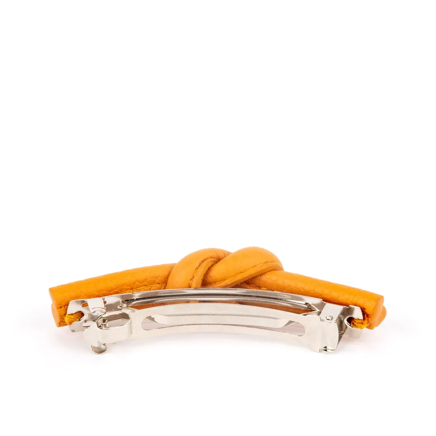 Charlotte Leather Knot Hair Barrette, Mustard