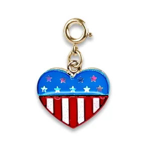 Charm It! Gold Glitter Flag Heart Charm