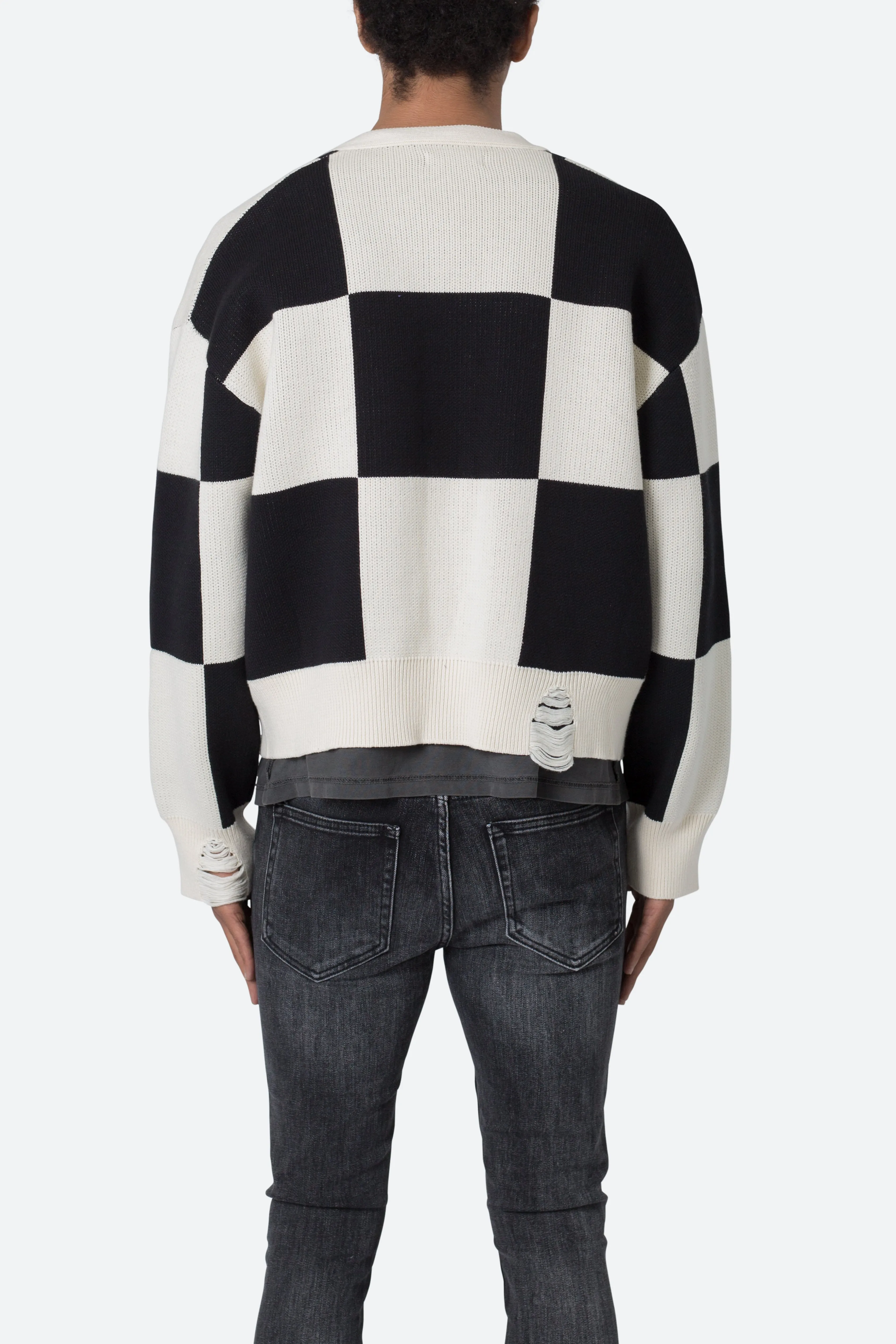 Checkered Cardigan - Black/White