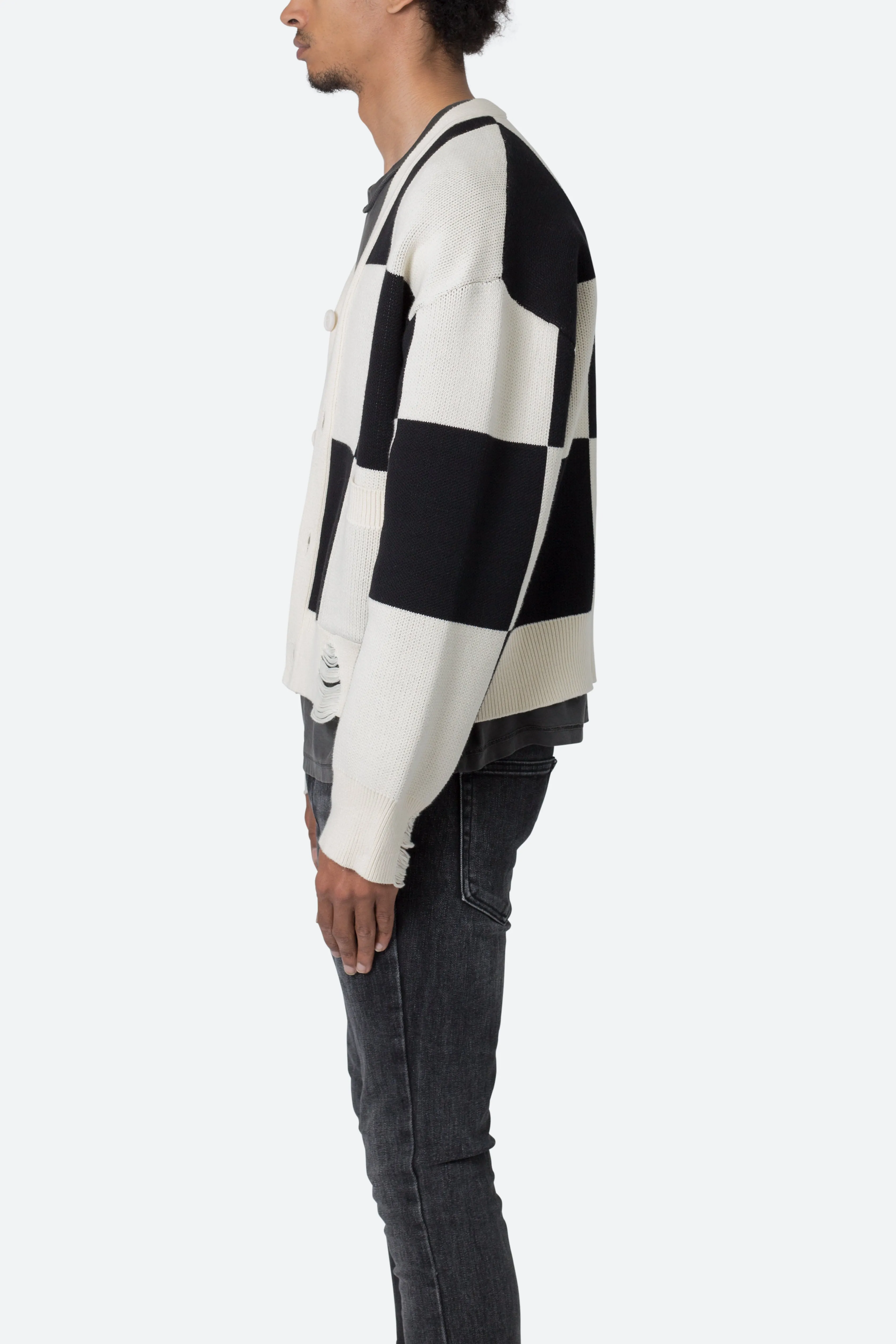 Checkered Cardigan - Black/White