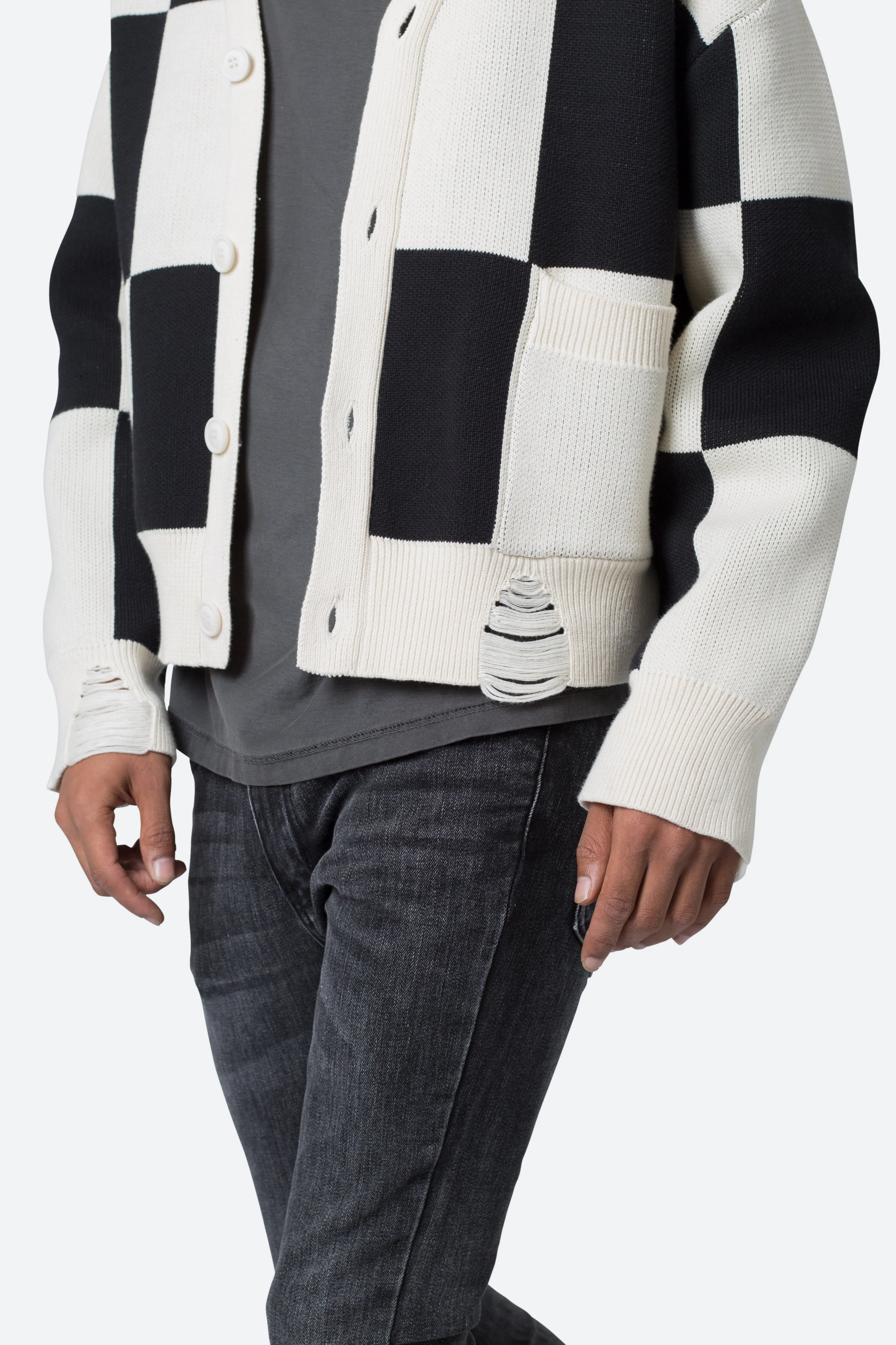 Checkered Cardigan - Black/White