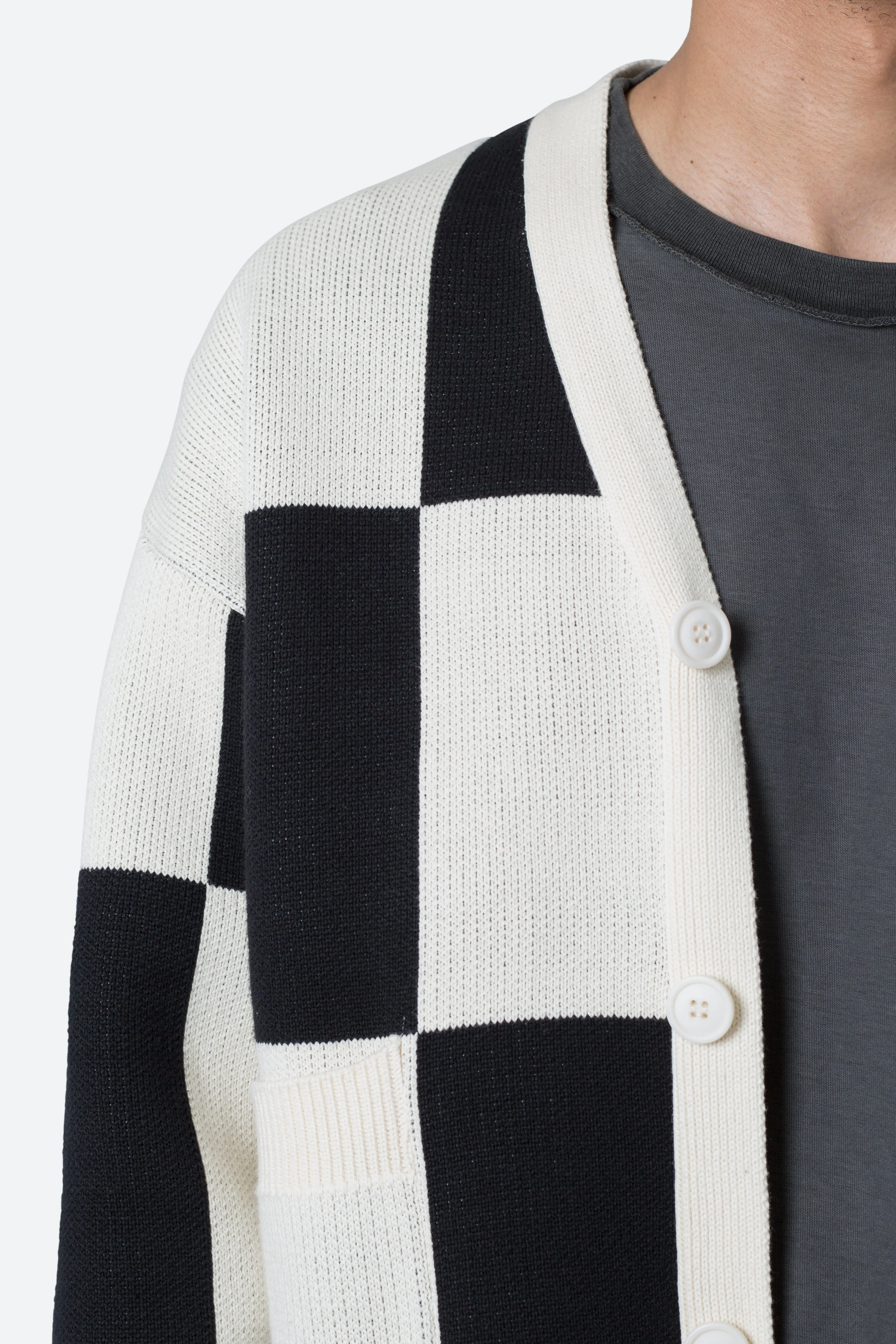 Checkered Cardigan - Black/White