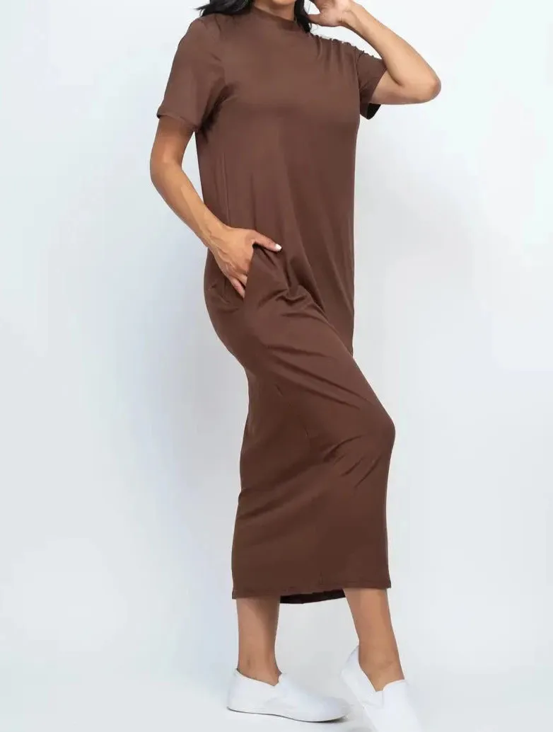 CHOSEN T-Shirt Midi Dress with Side Pockets