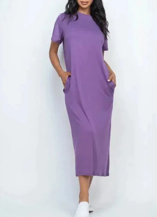 CHOSEN T-Shirt Midi Dress with Side Pockets