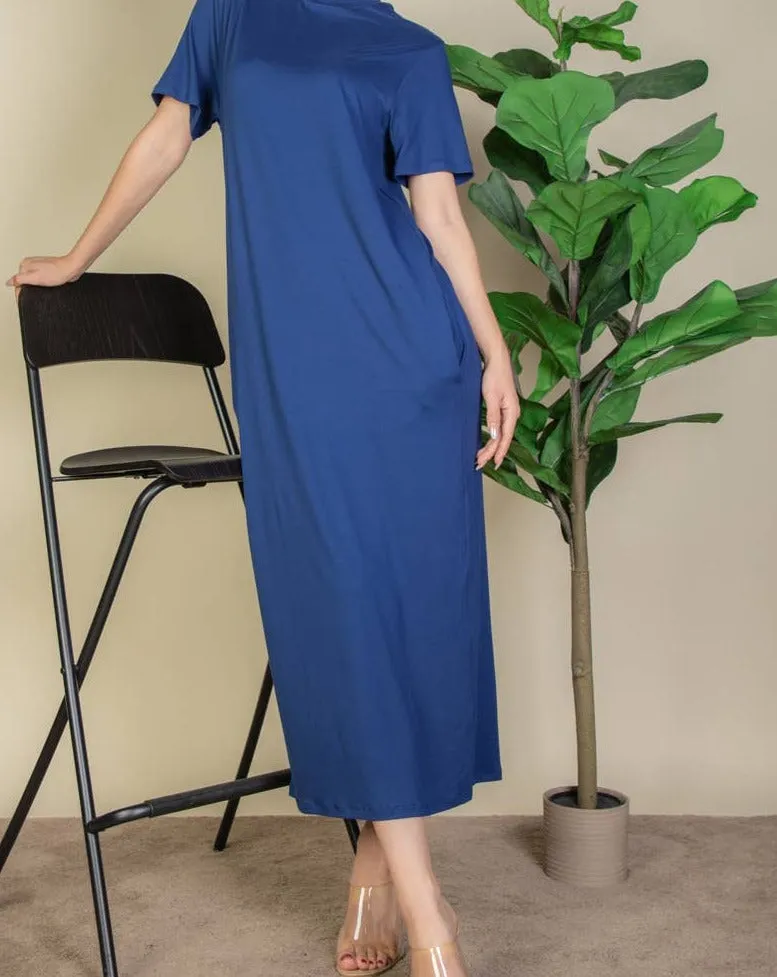 CHOSEN T-Shirt Midi Dress with Side Pockets