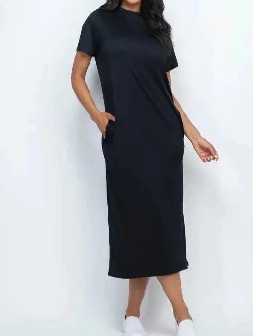 CHOSEN T-Shirt Midi Dress with Side Pockets