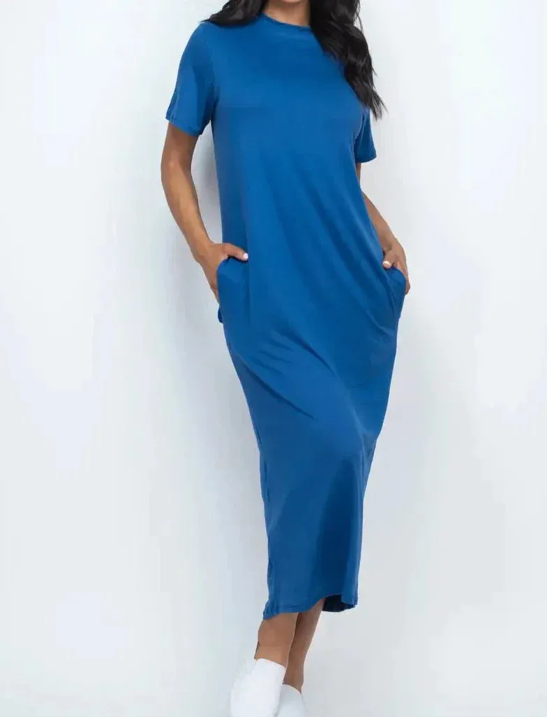 CHOSEN T-Shirt Midi Dress with Side Pockets