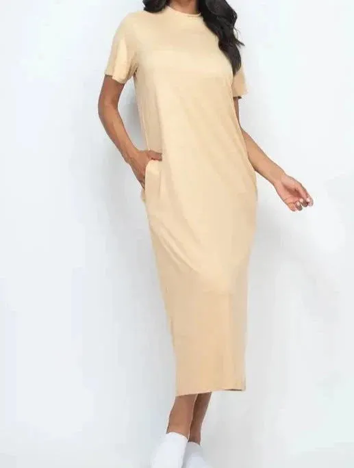 CHOSEN T-Shirt Midi Dress with Side Pockets