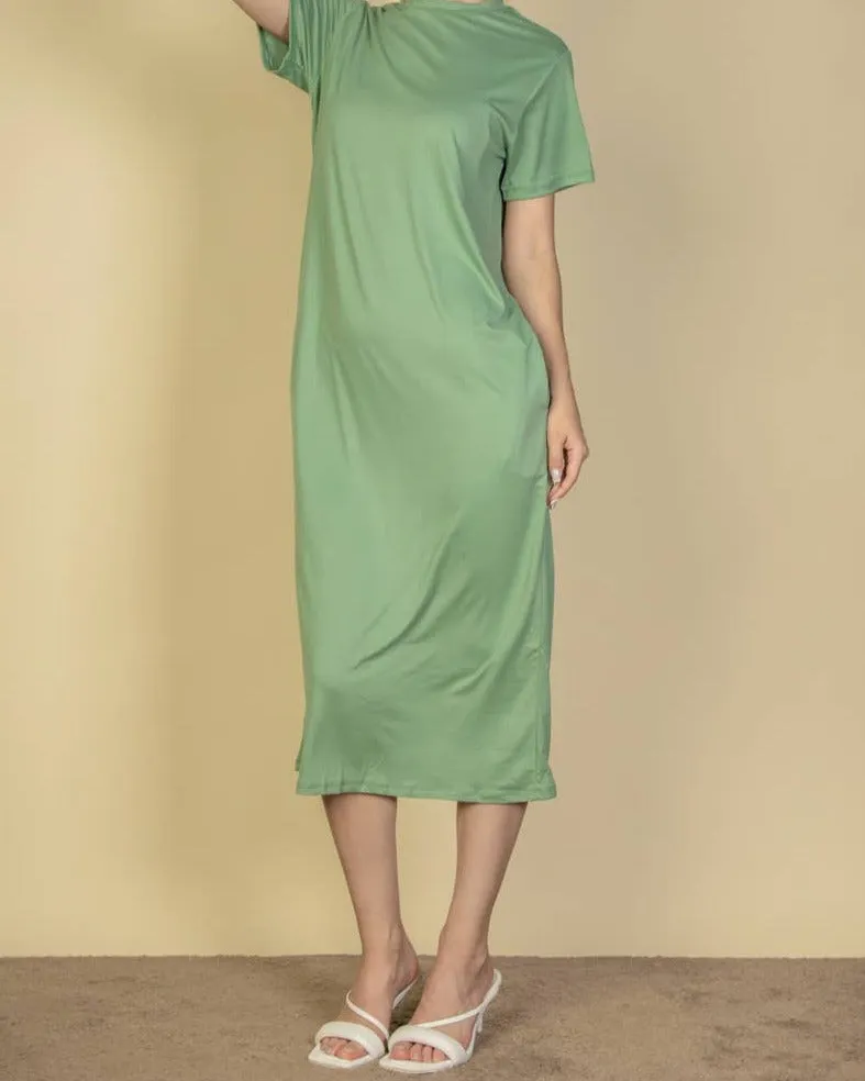 CHOSEN T-Shirt Midi Dress with Side Pockets