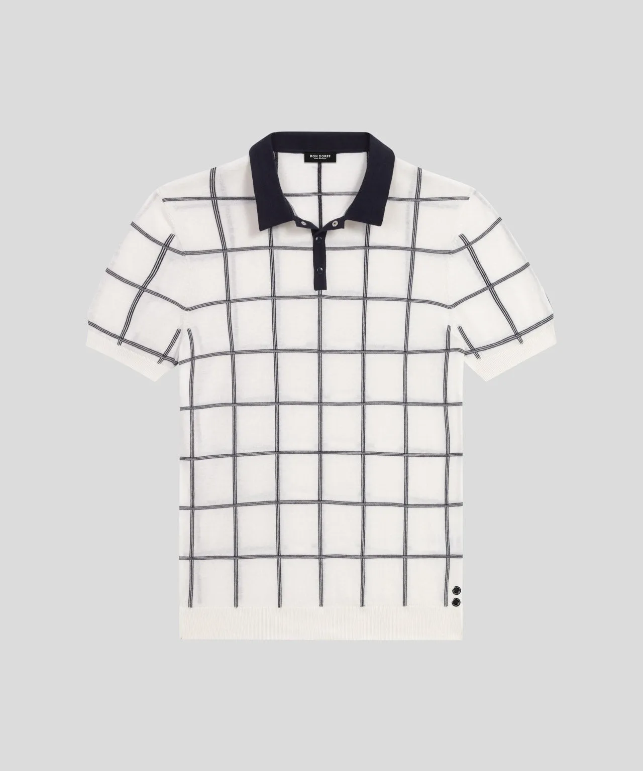 Cotton RD Tennis Polo w. Checkers: Off White