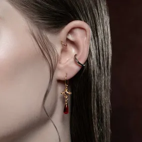 CRIMSON. Medieval Garnet Hoop Earrings - Gold