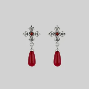 CRIMSON. Medieval Garnet Stud Earrings - Silver