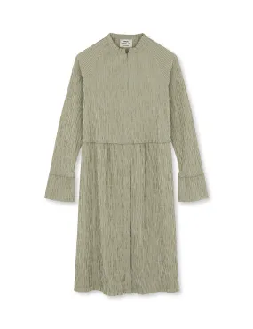 Crinckle Pop Dupina Dress, Olive Branch/Cloud Dancer