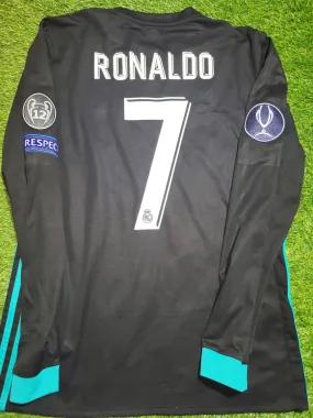 Cristiano Ronaldo Real Madrid 2017 2018 UEFA SUPER CUP FINAL Long Sleeve Away Jersey Shirt M SKU# B31088