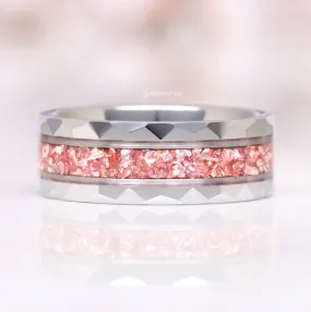 Crushed Morganite Wedding Band- 8MM Tungsten