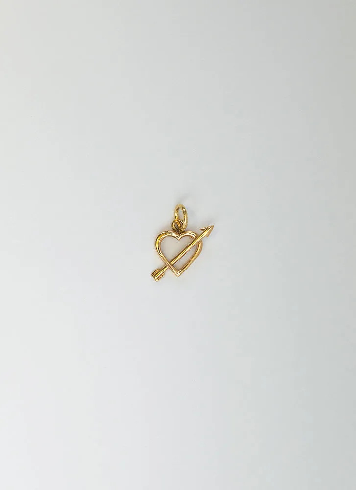 Cupid heart charm 14k gold