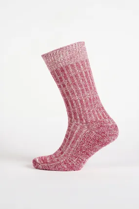 Cushioned Cotton Walking Sock - Port/White