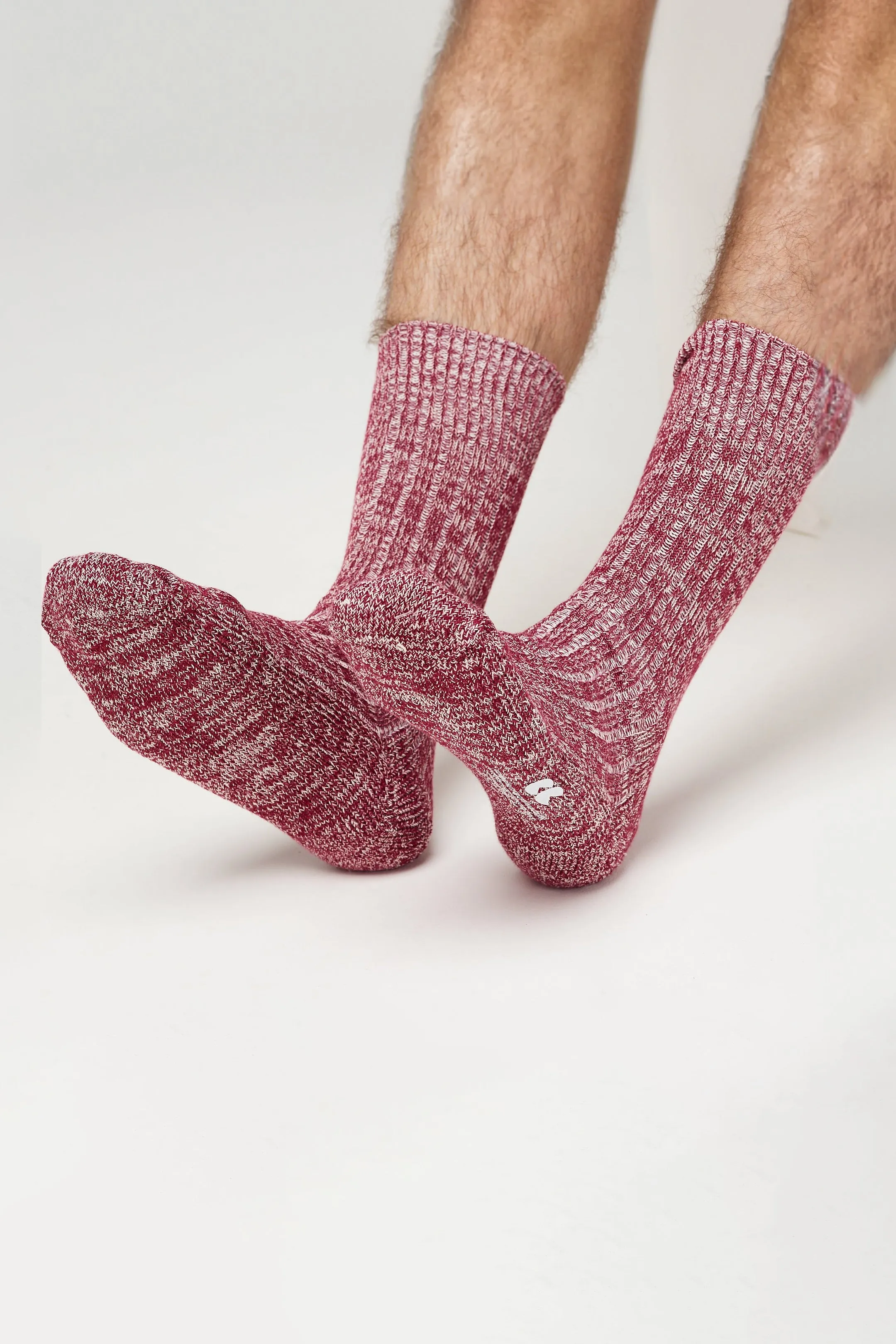 Cushioned Cotton Walking Sock - Port/White