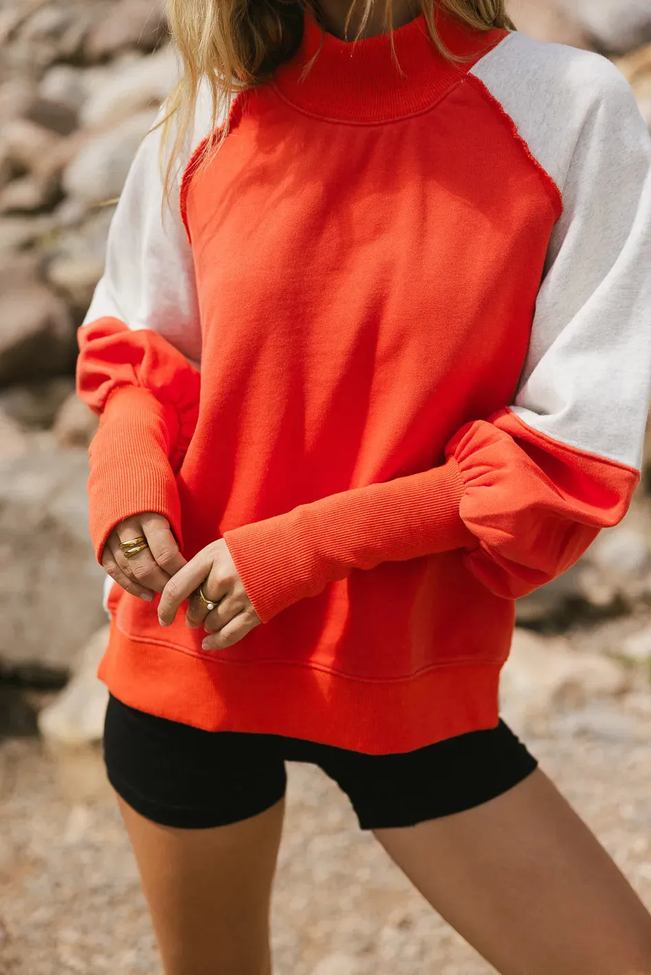 Drew Colorblock Sweatshirt in Orange