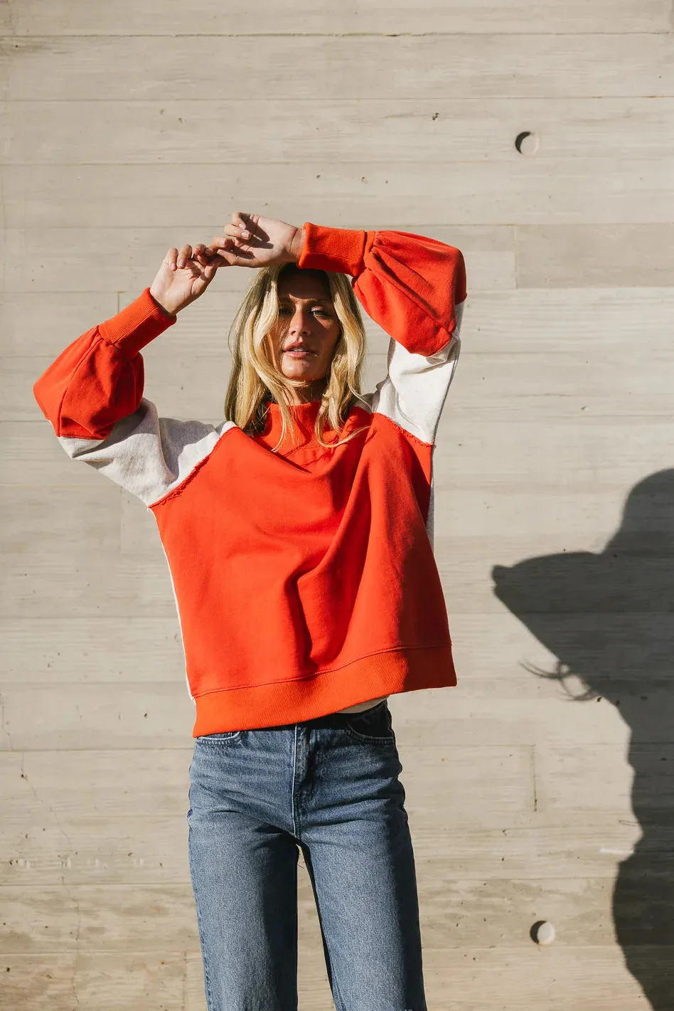 Drew Colorblock Sweatshirt in Orange