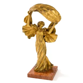 Ernest Wante "Loie Fuller" Gilt Bronze Sculpture