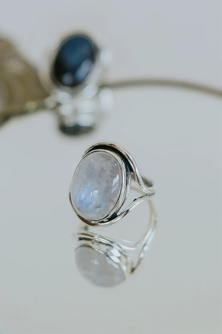 Evil Eye Ring - Moonstone Vertical