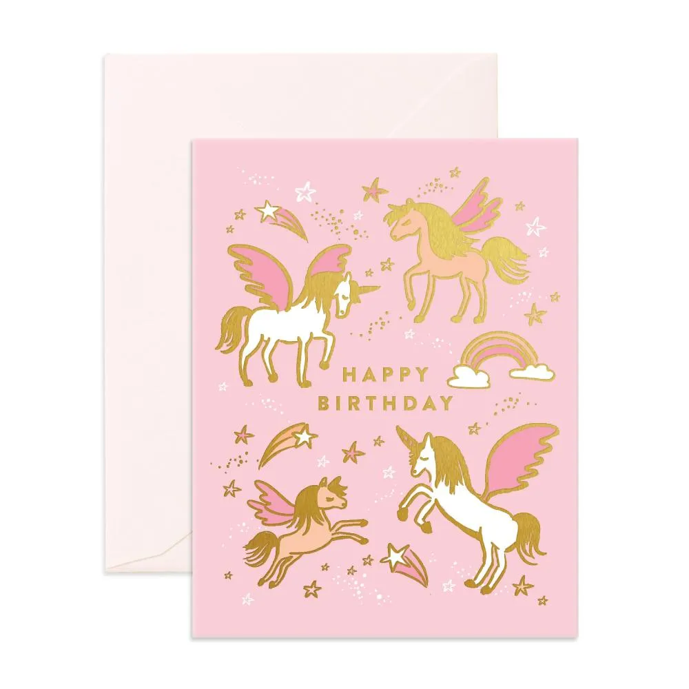 Fox and Fallow Happy Birthday Unicorns Card