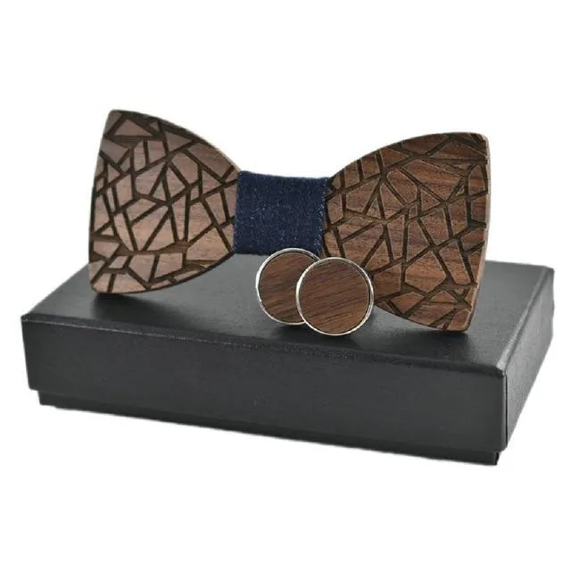 Fracture Wood Bow Tie Set