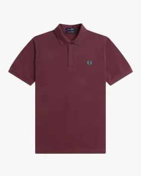 Fred Perry M3 Made In England Plain Polo Shirt - Oxblood / Runaway Bay Ocean