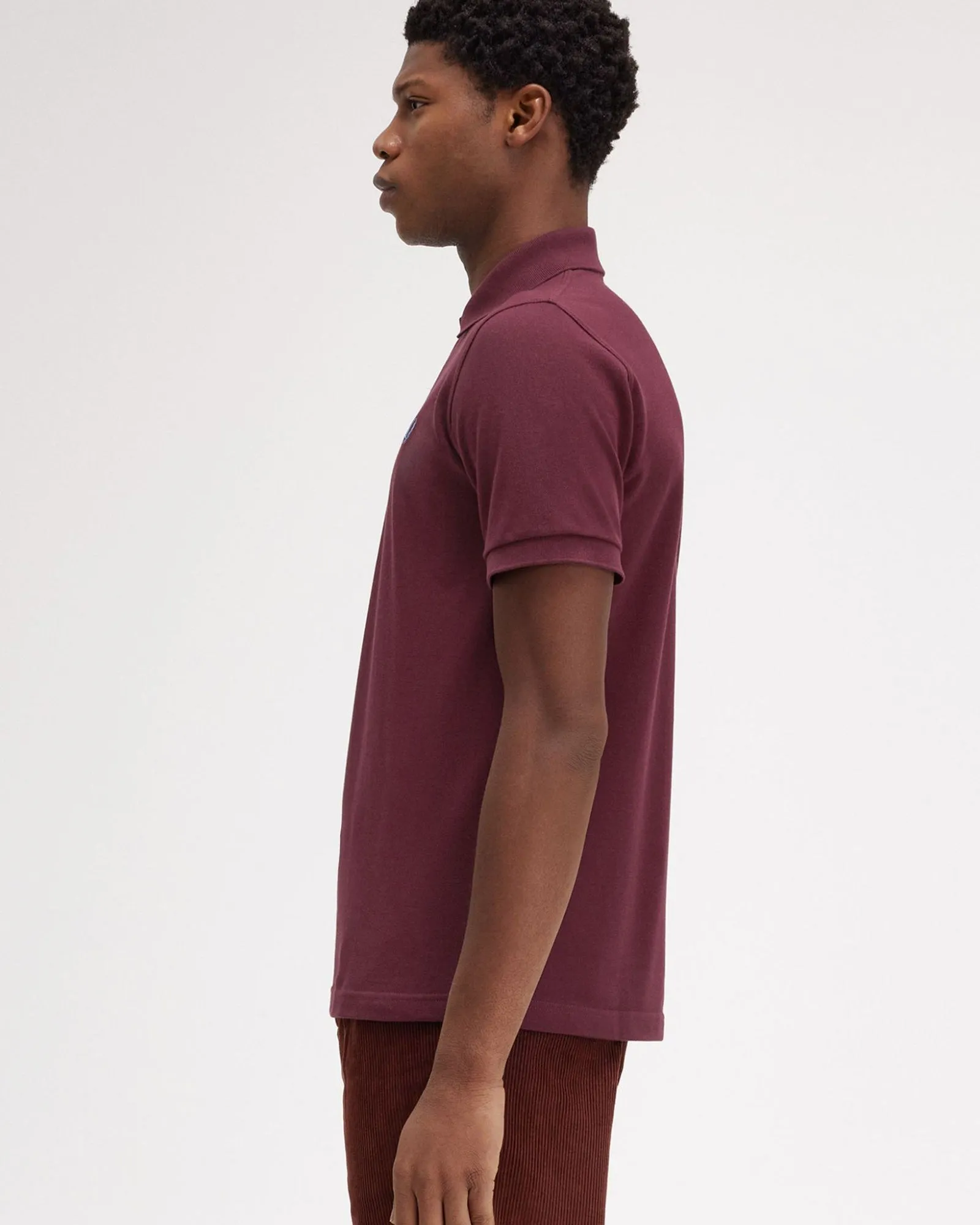 Fred Perry M3 Made In England Plain Polo Shirt - Oxblood / Runaway Bay Ocean