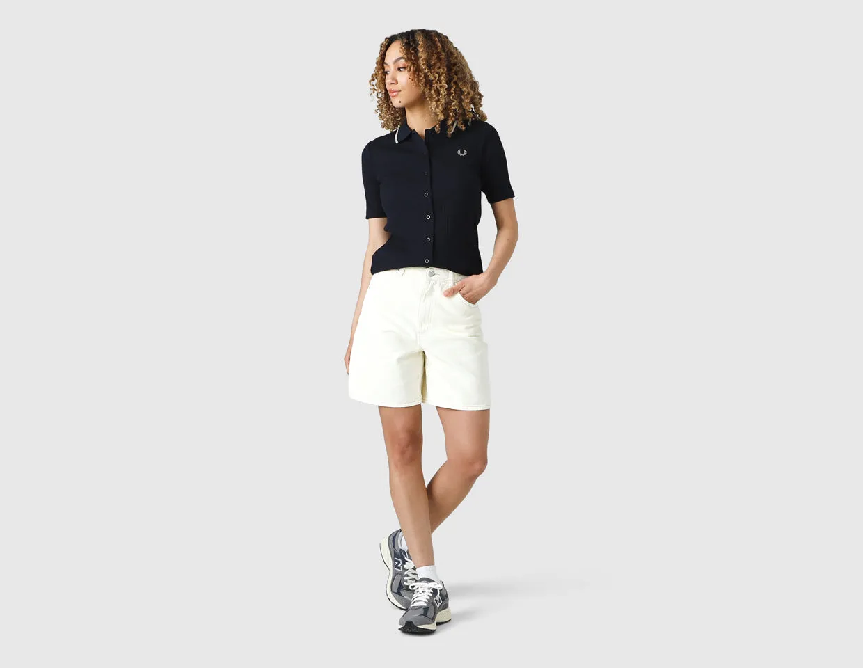 Fred Perry Women's Button Through Ribbed Shirt / Navy