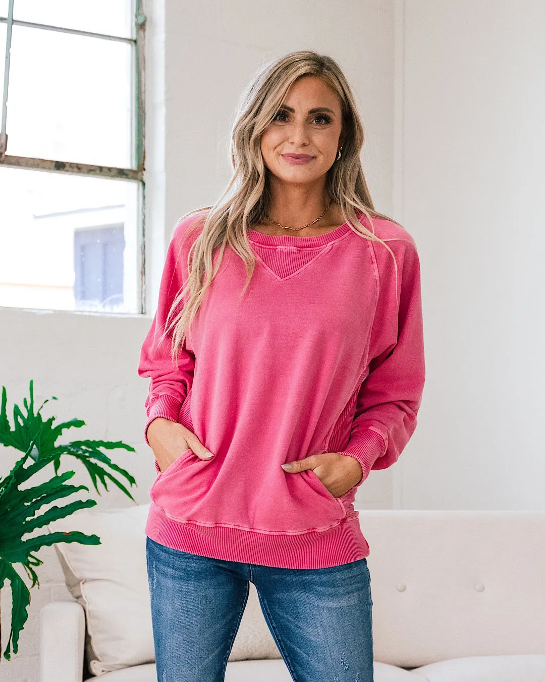 Girlfriend Crewneck Sweatshirt - Fuchsia