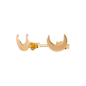 Gold Crescent Moon Stud Earrings