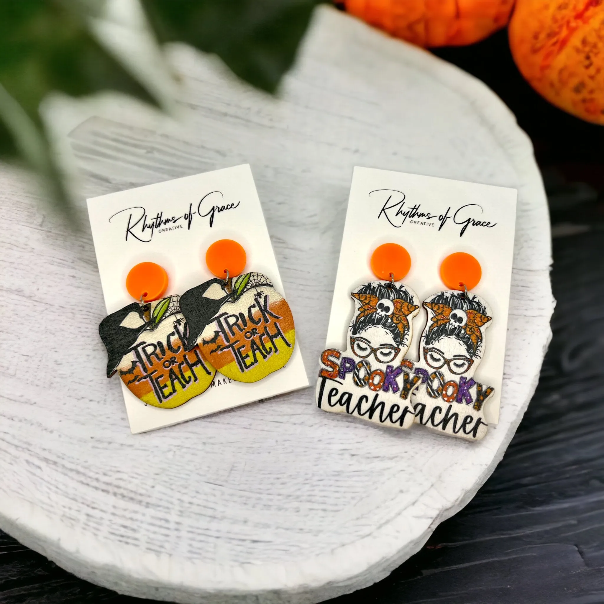 Halloween Teacher Earrings - Trick or Teach