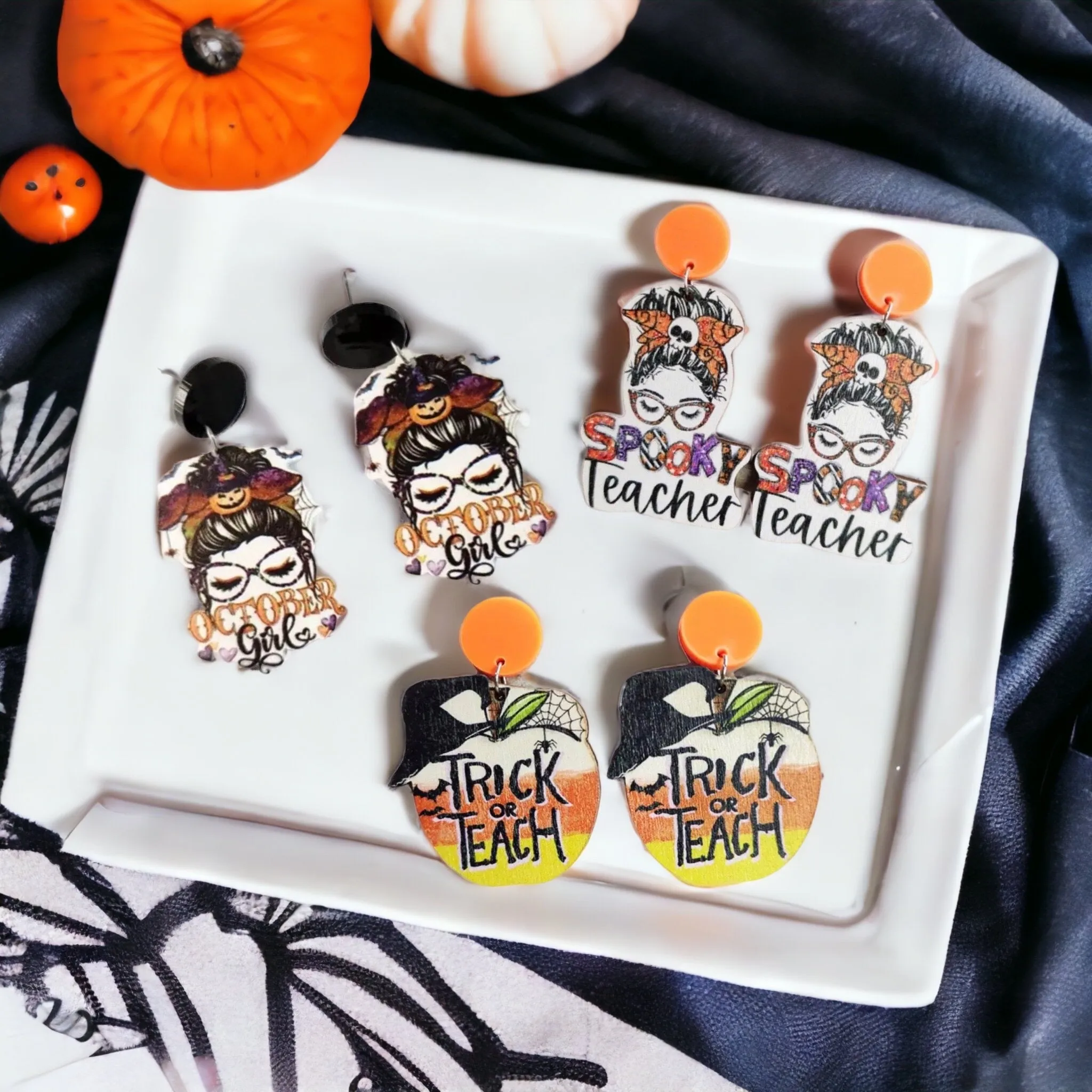 Halloween Teacher Earrings - Trick or Teach