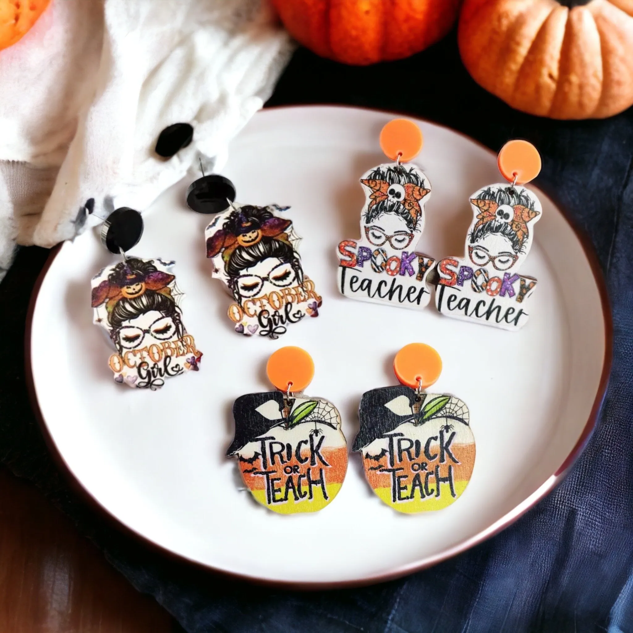 Halloween Teacher Earrings - Trick or Teach