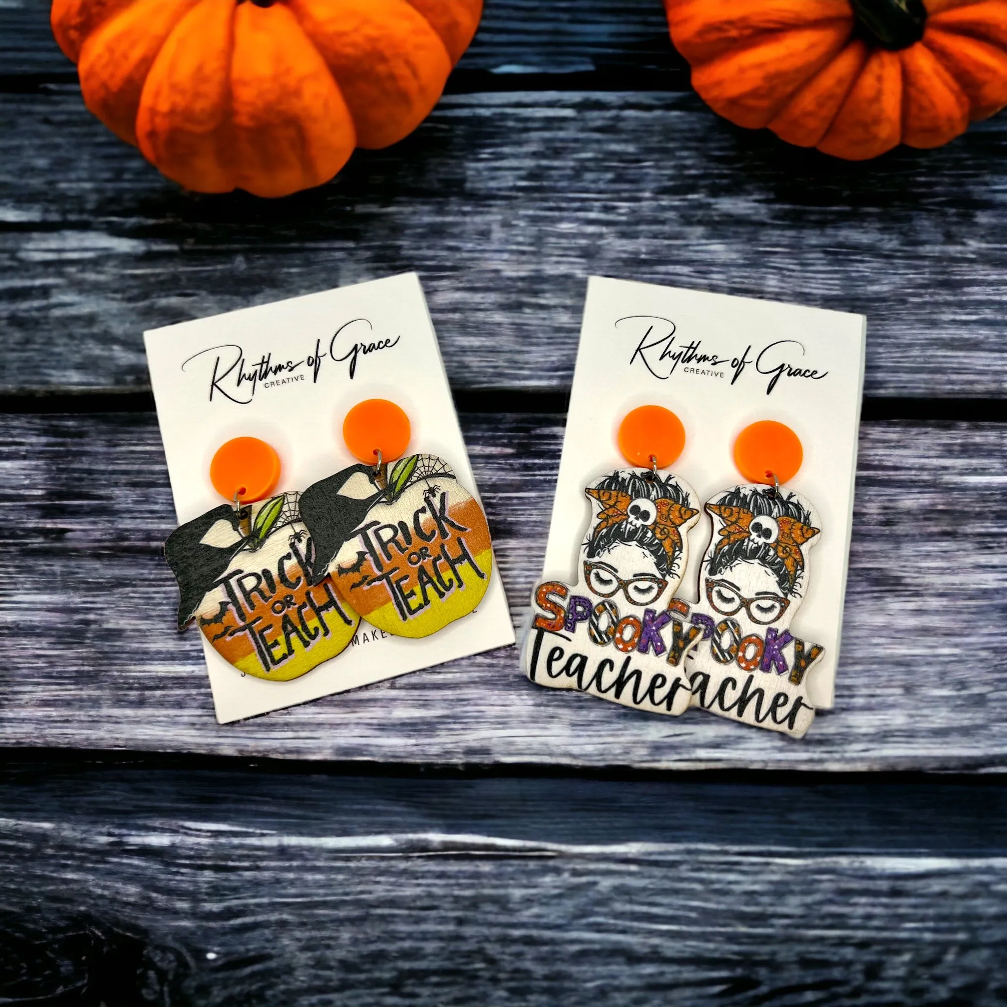 Halloween Teacher Earrings - Trick or Teach