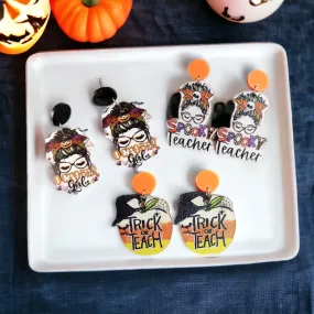 Halloween Teacher Earrings - Trick or Teach