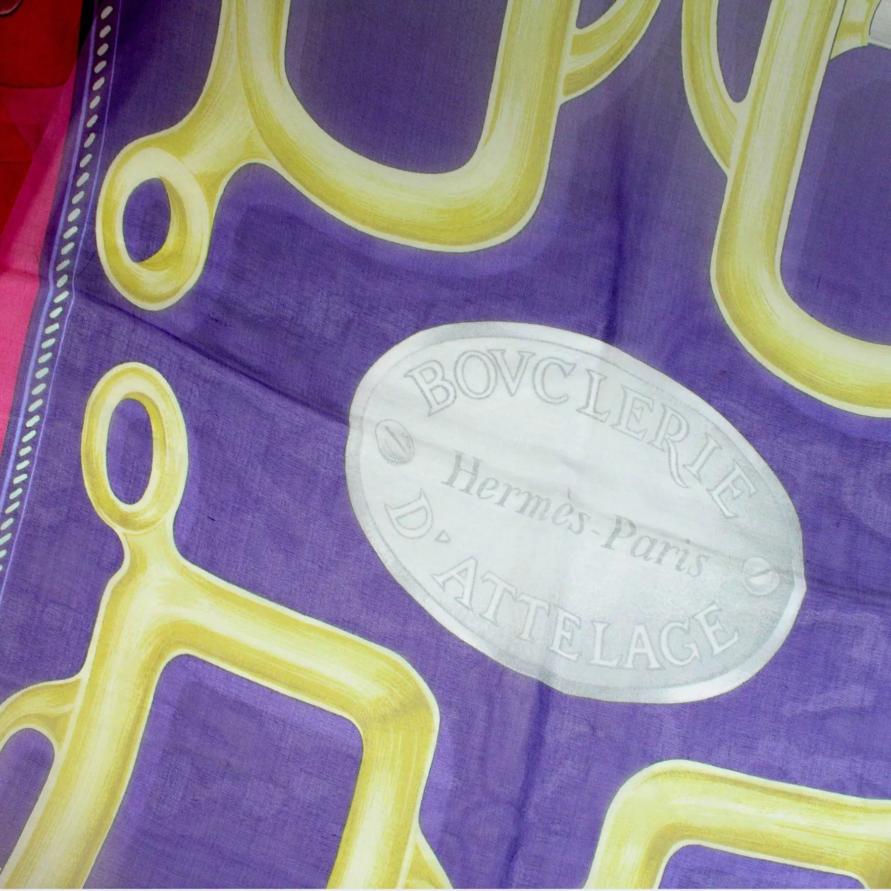 Hermes Scarf Bouclerie D'Attelage Purple Pink - Extra Large Chiffon Silk Square Scarf