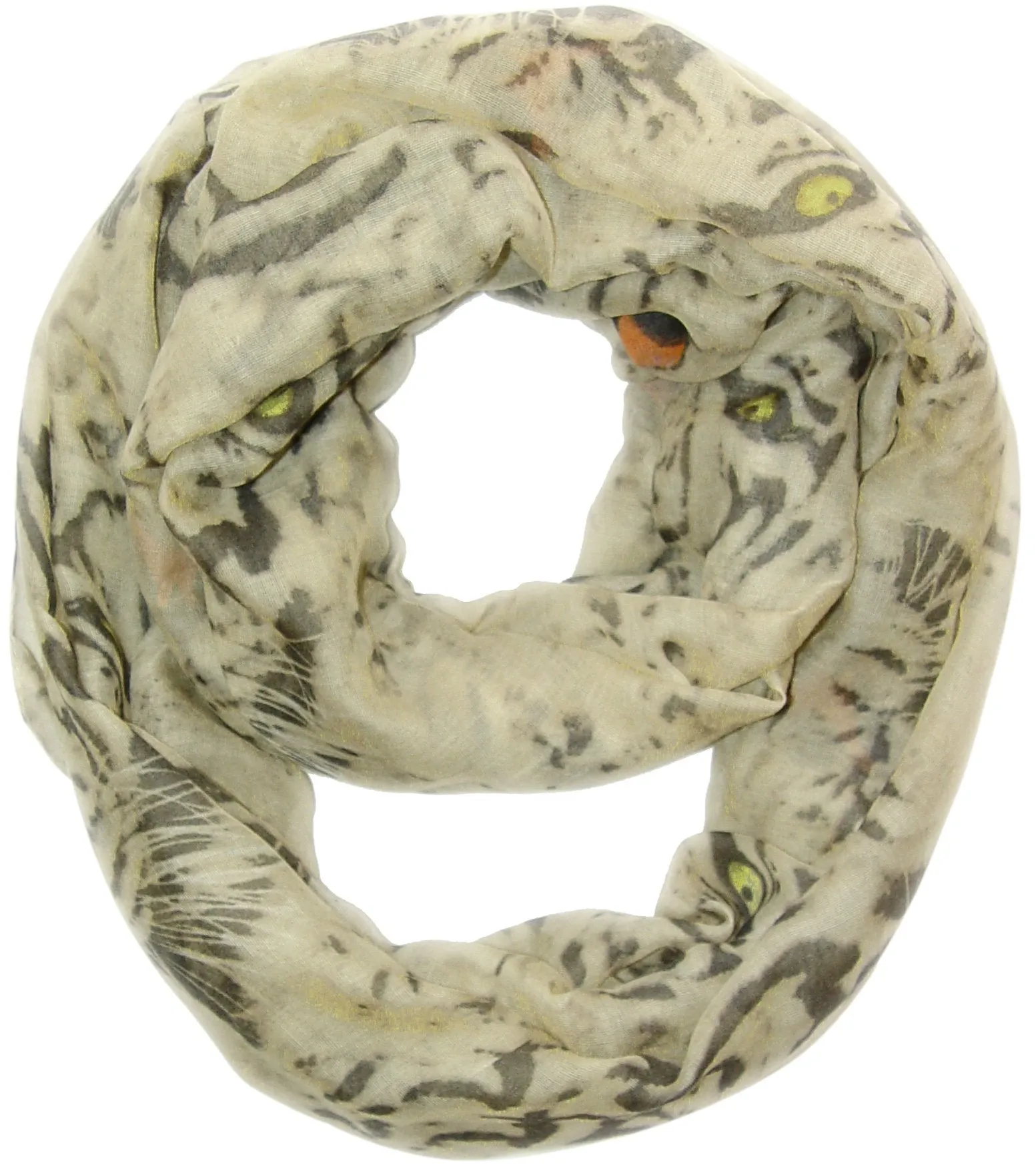 Ivory Animal Tiger Print Scarves Infinity Loop Scarf Wrap