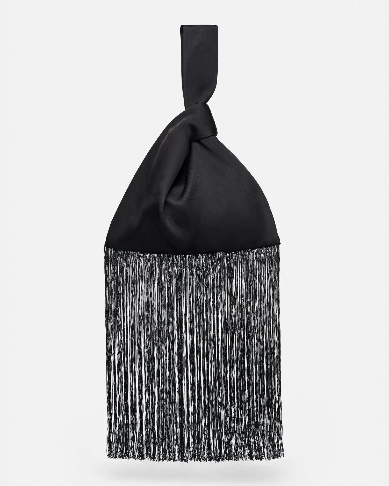 Jen Fringe - Tech Satin Clutch Bag - Black