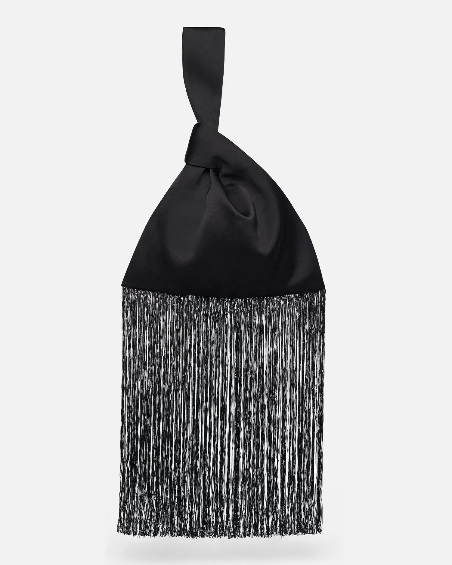 Jen Fringe - Tech Satin Clutch Bag - Black