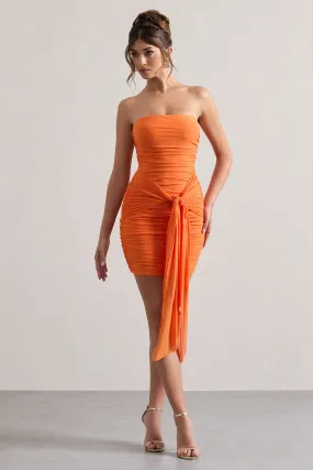 Jesse | Mini-robe orange froncée avec noeud